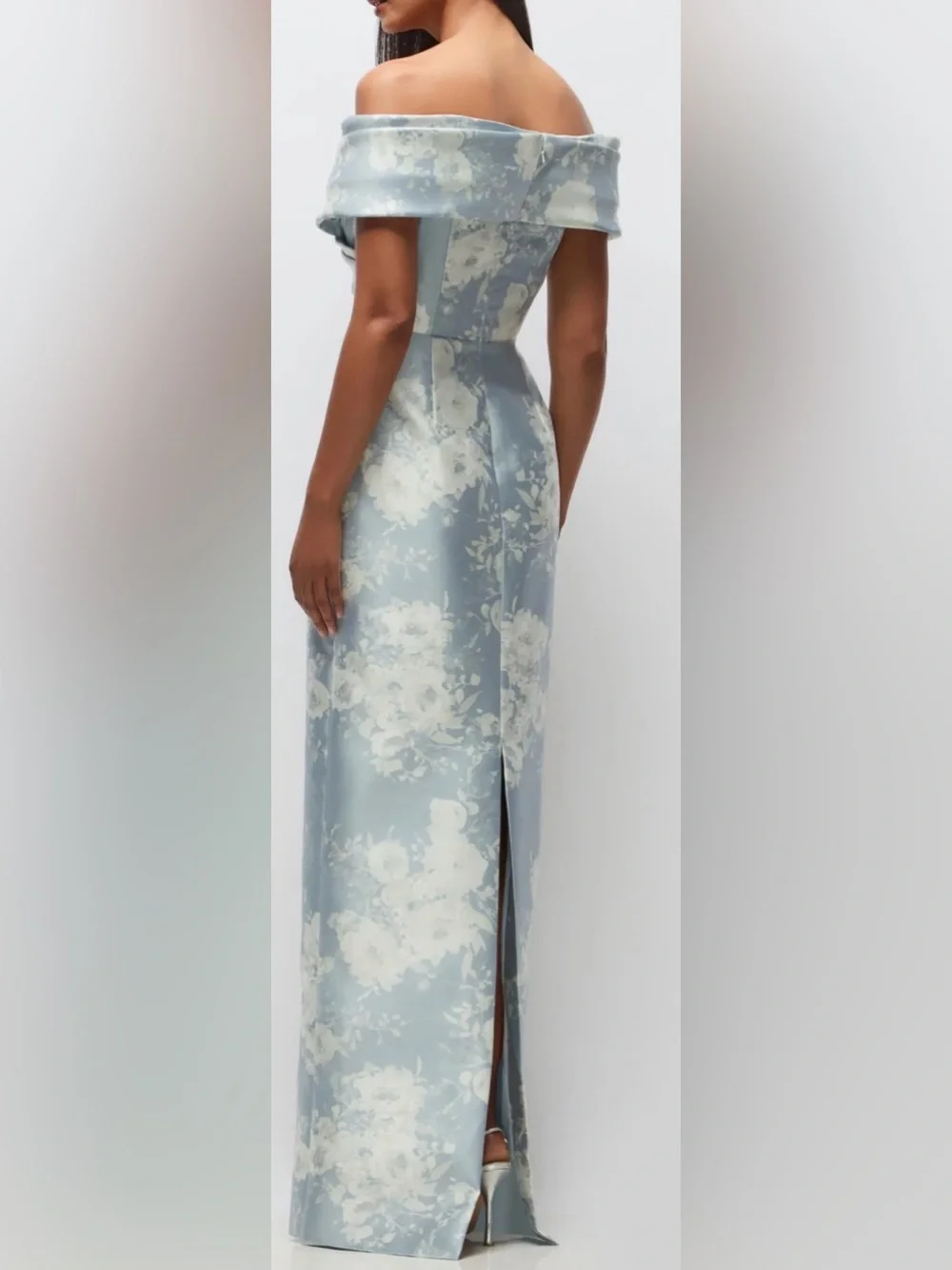 NEW Alfred Sung Constance Off the Shoulder Seraphina Floral Column Gown Sz 12 - Picture 2 of 9